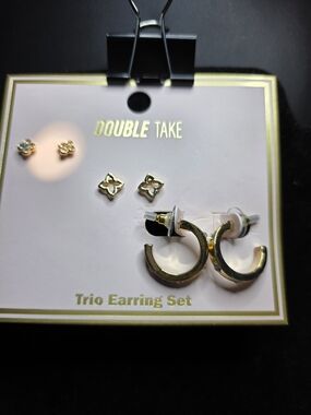 #1008 Double Take Trio Gold Earring Set